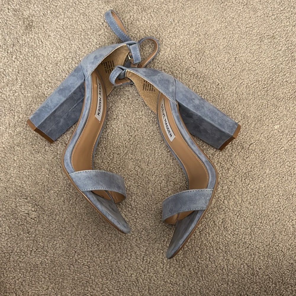 Steve Madden Dusty Blue Velvet Block Heels